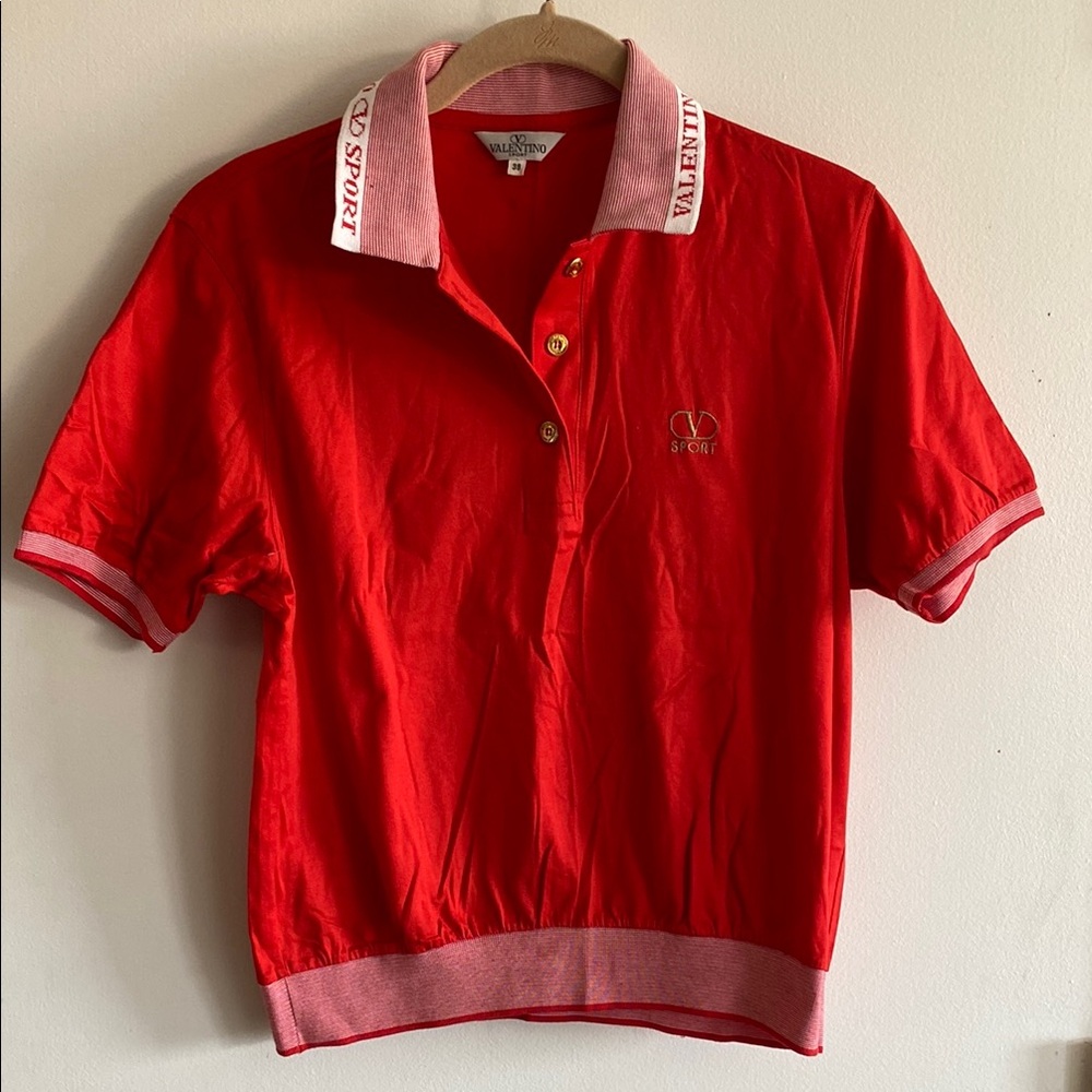 Valentino Sport Red Polo with White Accents